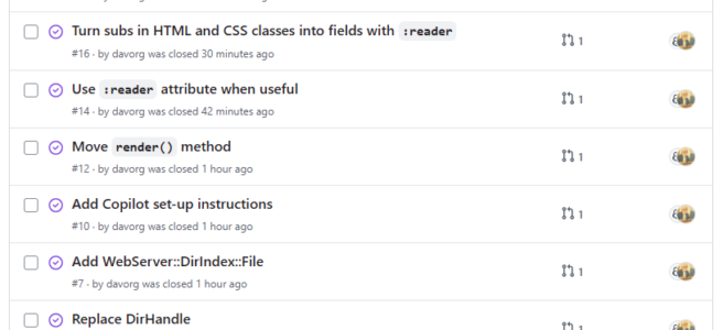 Issues that Copilot has worked on